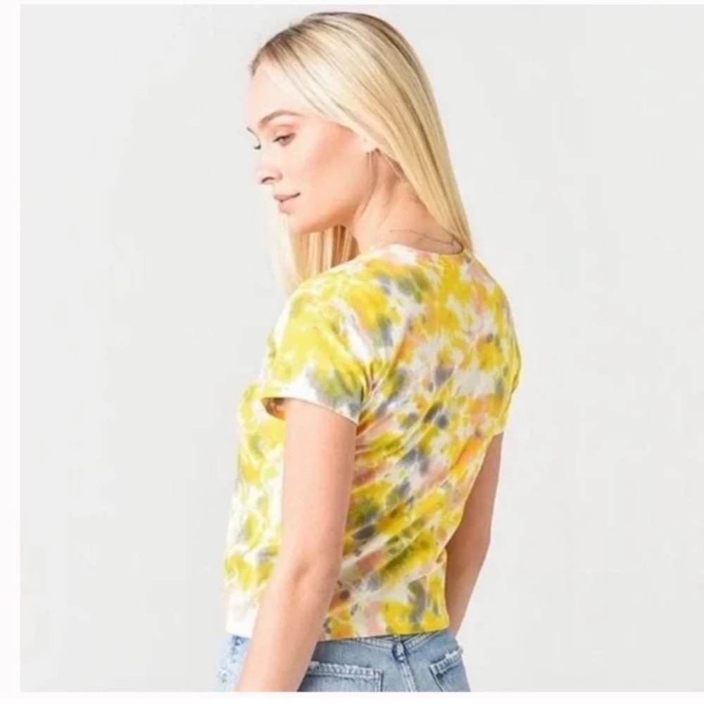 AGOLDE Linda Tie Dye Boxy Tee yellow black white crop relaxed comfortable bright - Picture 4 of 14